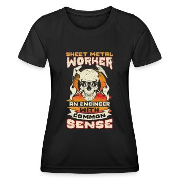 Tôlier Un ingénieur avec du bon sens - T-shirt sport Femme - noir - Devant - AI Model Female 172 light (172cm)