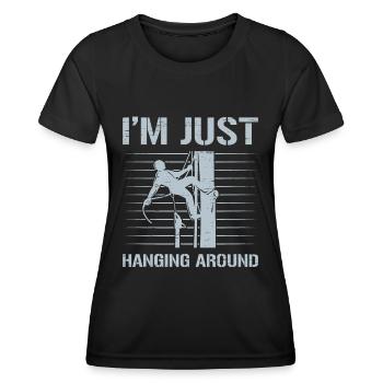 Ich hänge nur für einen Baumpfleger herum - Frauen Funktions-T-Shirt - Schwarz - Vorne - AI Model Female 172 light (172cm)