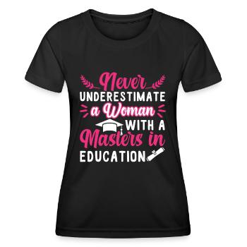 Master-Abschluss in Pädagogik Abschluss - Frauen Funktions-T-Shirt - Schwarz - Vorne - AI Model Female 172 light (172cm)