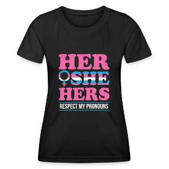 Sie Ihre Ihre Respektieren Sie meine Pronomen Lgbt Rechte Lgbt - Frauen Funktions-T-Shirt - Schwarz - Vorne - AI Model Female 172 light (172cm)