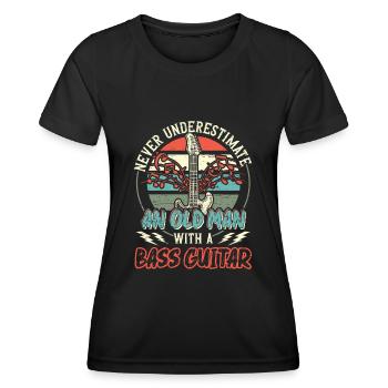 Ne sous-estimez jamais un vieil homme avec une guitare basse - T-shirt sport Femme - noir - Devant - AI Model Female 172 light (172cm)