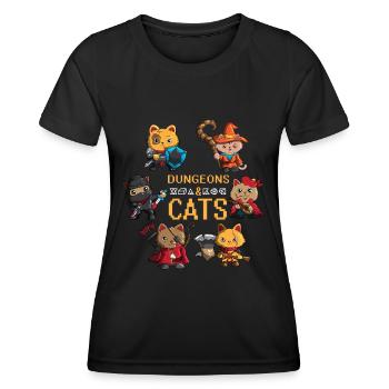 RPG Fans Dungeons and Cats ROLE-playing Cat - Women's Functional T-Shirt - black - Front - AI Model Female 172 light (172cm)