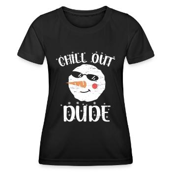 Chill Out Dude Père Noël Bonhomme de neige Vacances - T-shirt sport Femme - noir - Devant - AI Model Female 172 light (172cm)