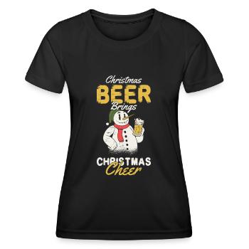 Urlaub mit dem Schneemann des Weihnachtsmanns - Frauen Funktions-T-Shirt - Schwarz - Vorne - AI Model Female 172 light (172cm)