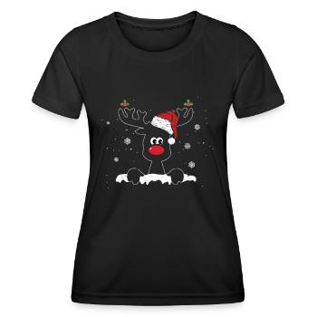Weihnachtsbeleuchtung Rentiere Weihnachtsmann Rentier - Frauen Funktions-T-Shirt - Schwarz - Vorne - AI Model Female 172 light (172cm)