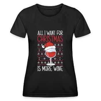 Alles, was ich zu Weihnachten will, ist mehr Wein - Frauen Funktions-T-Shirt - Schwarz - Vorne - AI Model Female 172 light (172cm)