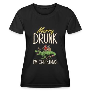 Joyeux ivrogne Je suis Noël Père Noël Rennes - T-shirt sport Femme - noir - Devant - AI Model Female 172 light (172cm)