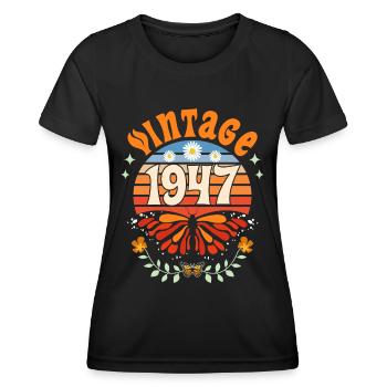Rétro et Vintage 1947 Femme 75 Ans Anniversaire - T-shirt sport Femme - noir - Devant - AI Model Female 172 light (172cm)