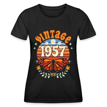 Rétro et Vintage 1957 Femme 65 Ans Anniversaire - T-shirt sport Femme - noir - Devant - AI Model Female 172 light (172cm)