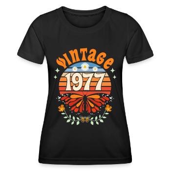 Rétro et Vintage 1977 Femme 45 Ans Anniversaire - T-shirt sport Femme - noir - Devant - AI Model Female 172 light (172cm)