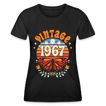 Rétro et Vintage 1967 Femme 55 Ans Anniversaire - T-shirt sport Femme - noir - Devant - AI Model Female 172 light (172cm)