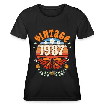 Rétro et Vintage 1987 Femme 35 Ans Anniversaire - T-shirt sport Femme - noir - Devant - AI Model Female 172 light (172cm)