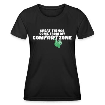MY COMFARTZONE Lustiges Furzen Geschenk Pupsen - Frauen Funktions-T-Shirt - Schwarz - Vorne - AI Model Female 172 light (172cm)
