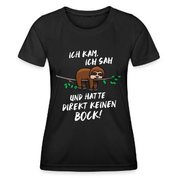 Ich hatte keinen Bock Faultier Fun Shirt - Frauen Funktions-T-Shirt - Schwarz - Vorne - AI Model Female 172 light (172cm)