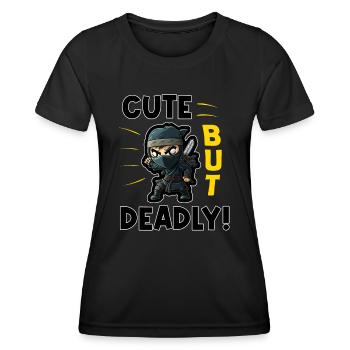 Ninja Kinder Cartoon Action Spion - Frauen Funktions-T-Shirt - Schwarz - Vorne - AI Model Female 172 light (172cm)