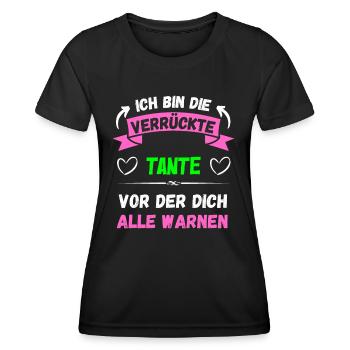 Ich bin die verrückte Tante - Design - Frauen Funktions-T-Shirt - Schwarz - Vorne - AI Model Female 172 light (172cm)