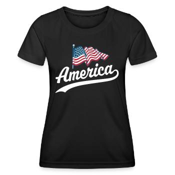 Amerika Flagge - Frauen Funktions-T-Shirt - Schwarz - Vorne - AI Model Female 172 light (172cm)