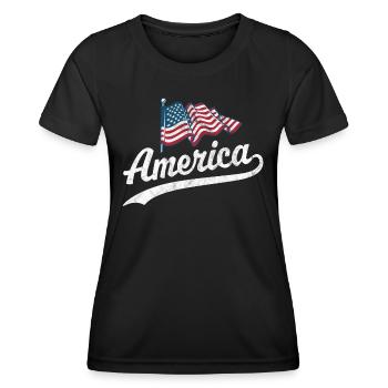 Amerika Flagge - Frauen Funktions-T-Shirt - Schwarz - Vorne - AI Model Female 172 light (172cm)