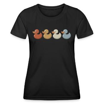 Retro - Vintage - Silhouette - Gummi-Ente - Frauen Funktions-T-Shirt - Schwarz - Vorne - AI Model Female 172 light (172cm)