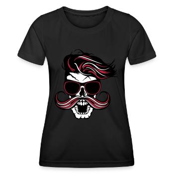 tete de mort hipster fantaisie punk coiffure moust - Women's Functional T-Shirt - black - Front - AI Model Female 172 light (172cm)
