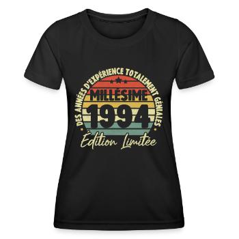 Cadeau D'anniversaire Millésime Fabriqué en 1994 - T-shirt sport Femme - noir - Devant - AI Model Female 172 light (172cm)