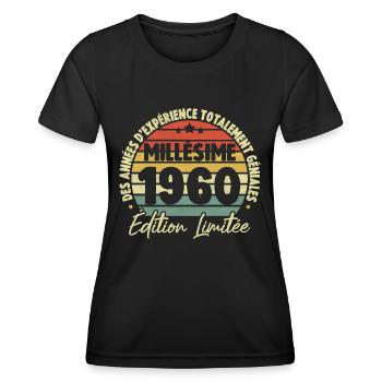 Cadeau D'anniversaire Millésime Fabriqué en 1960 - T-shirt sport Femme - noir - Devant - AI Model Female 172 light (172cm)