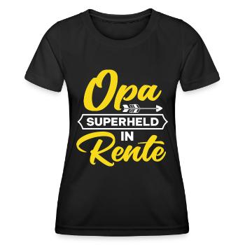 Opa Superheld in Rente Spruch - Frauen Funktions-T-Shirt - Schwarz - Vorne - AI Model Female 172 light (172cm)