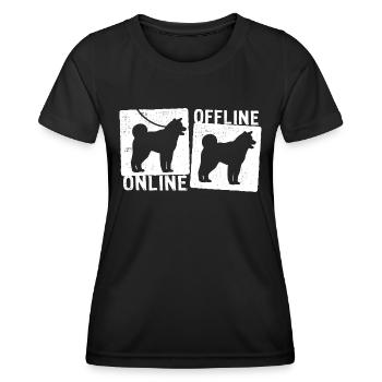 Online Offline - Akita Dog Dog Leash - Women's Functional T-Shirt - black - Front - AI Model Female 172 light (172cm)