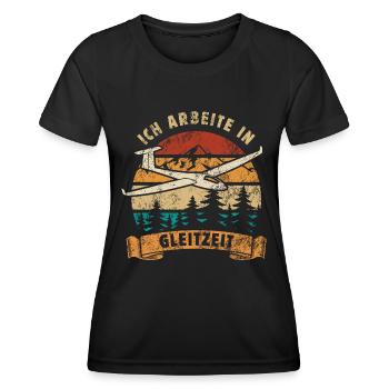 Ich arbeite in Gleitzeit - Segelflug - Thermik - Frauen Funktions-T-Shirt - Schwarz - Vorne - AI Model Female 172 light (172cm)