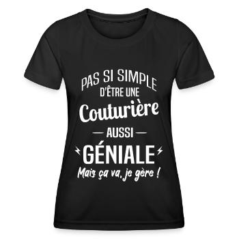 Couturière - T-shirt sport Femme - noir - Devant - AI Model Female 172 light (172cm)