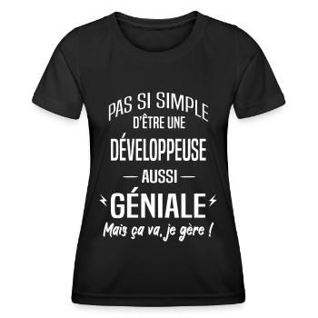 Développeuse - T-shirt sport Femme - noir - Devant - AI Model Female 172 light (172cm)