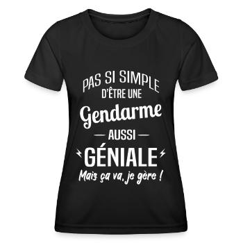 Gendarme - T-shirt sport Femme - noir - Devant - AI Model Female 172 light (172cm)