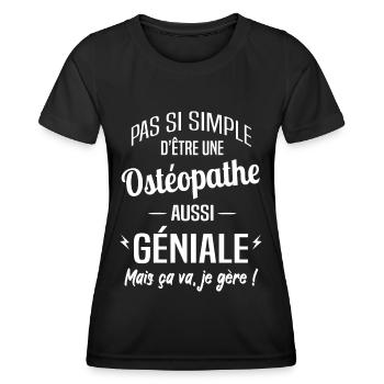 Ostéopathe - T-shirt sport Femme - noir - Devant - AI Model Female 172 light (172cm)