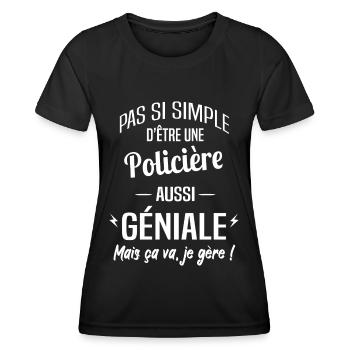 Policière - T-shirt sport Femme - noir - Devant - AI Model Female 172 light (172cm)