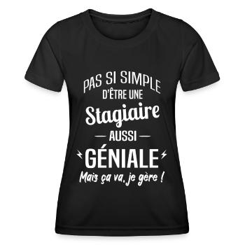 Stagiaire - T-shirt sport Femme - noir - Devant - AI Model Female 172 light (172cm)