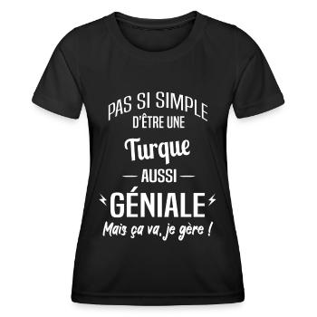 Turque - T-shirt sport Femme - noir - Devant - AI Model Female 172 light (172cm)