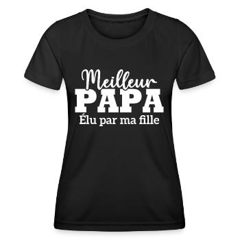 Meilleur papa élu par ma fille - T-shirt sport Femme - noir - Devant - AI Model Female 172 light (172cm)
