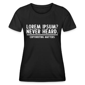 Citation du rédacteur Copywriter Copywriting Matters - T-shirt sport Femme - noir - Devant - AI Model Female 172 light (172cm)