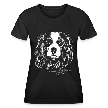 CAVALIER KING CHARLES SPANIEL Portrait de Wilsigns - T-shirt sport Femme - noir - Devant - AI Model Female 172 light (172cm)