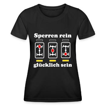 Differentialsperre rein glücklich sein Allrad - Frauen Funktions-T-Shirt - Schwarz - Vorne - AI Model Female 172 light (172cm)