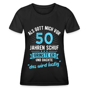 50. Geburtstag als Gott mich vor 50 Jahren schuf - Frauen Funktions-T-Shirt - Schwarz - Vorne - AI Model Female 172 light (172cm)