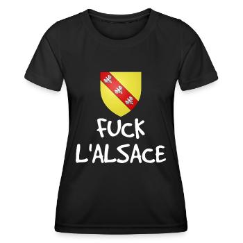 Fuck L'Alsace - Humor Lorrain - Frauen Funktions-T-Shirt - Schwarz - Vorne - AI Model Female 172 light (172cm)