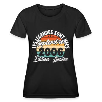 Cadeau Les légendes sont nées en Septembre 2006 - T-shirt sport Femme - noir - Devant - AI Model Female 172 light (172cm)