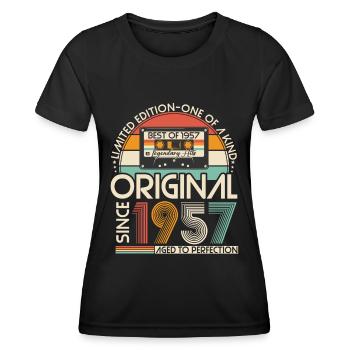 Original 1957 Vintage Vintage Rétro Anniversaire - T-shirt sport Femme - noir - Devant - AI Model Female 172 light (172cm)