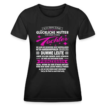 Glückliche Mutter Verwöhnte Mama Sture Tochter - Frauen Funktions-T-Shirt - Schwarz - Vorne - AI Model Female 172 light (172cm)