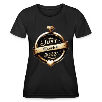 Goldene Hochzeitsfeier - Frauen Funktions-T-Shirt - Schwarz - Vorne - AI Model Female 172 light (172cm)