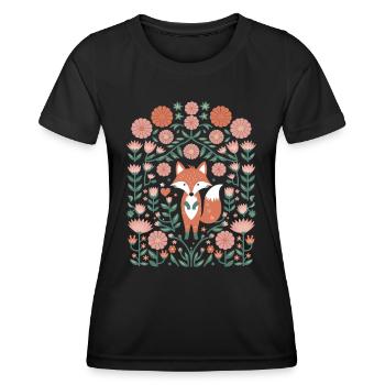 Renard cottagecore dans la mer de fleurs - T-shirt sport Femme - noir - Devant - AI Model Female 172 light (172cm)