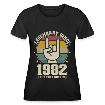 Né en 1982, légende depuis 1982 - T-shirt sport Femme - noir - Devant - AI Model Female 172 light (172cm)