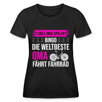 Die weltbeste Oma fährt Fahrrad. - Frauen Funktions-T-Shirt - Schwarz - Vorne - AI Model Female 172 light (172cm)