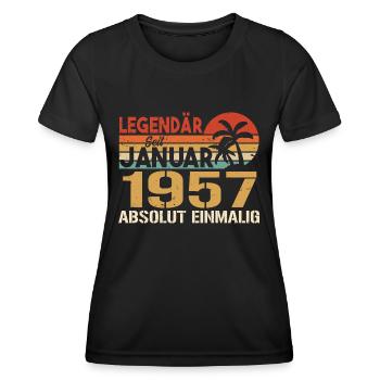 Geburtstagsgeschenk geboren im Januar 1957 - Frauen Funktions-T-Shirt - Schwarz - Vorne - AI Model Female 172 light (172cm)